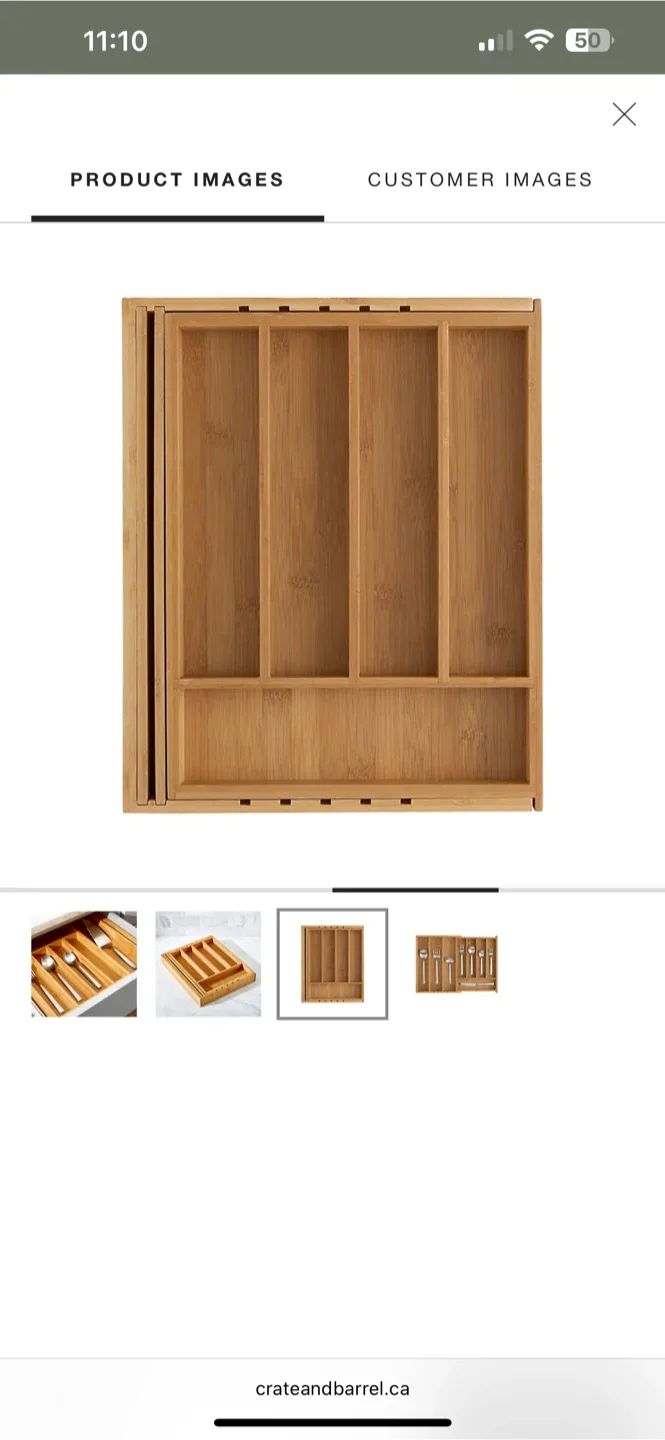 Crate & Barrel Bamboo Expandable Utensil Organizer image indicator(3)