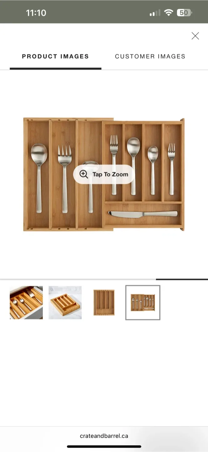 Crate & Barrel Bamboo Expandable Utensil Organizer image indicator(2)