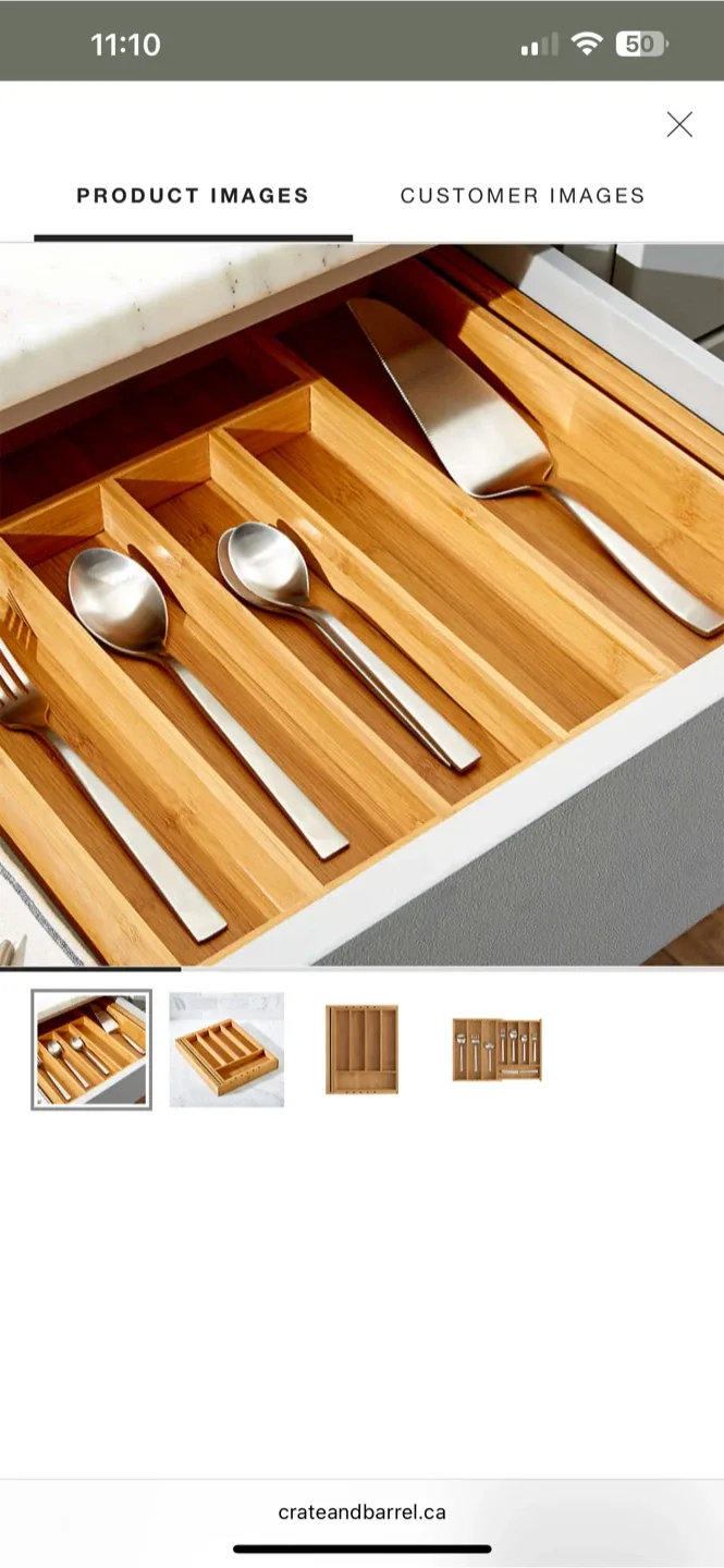 Crate & Barrel Bamboo Expandable Utensil Organizer image indicator(5)