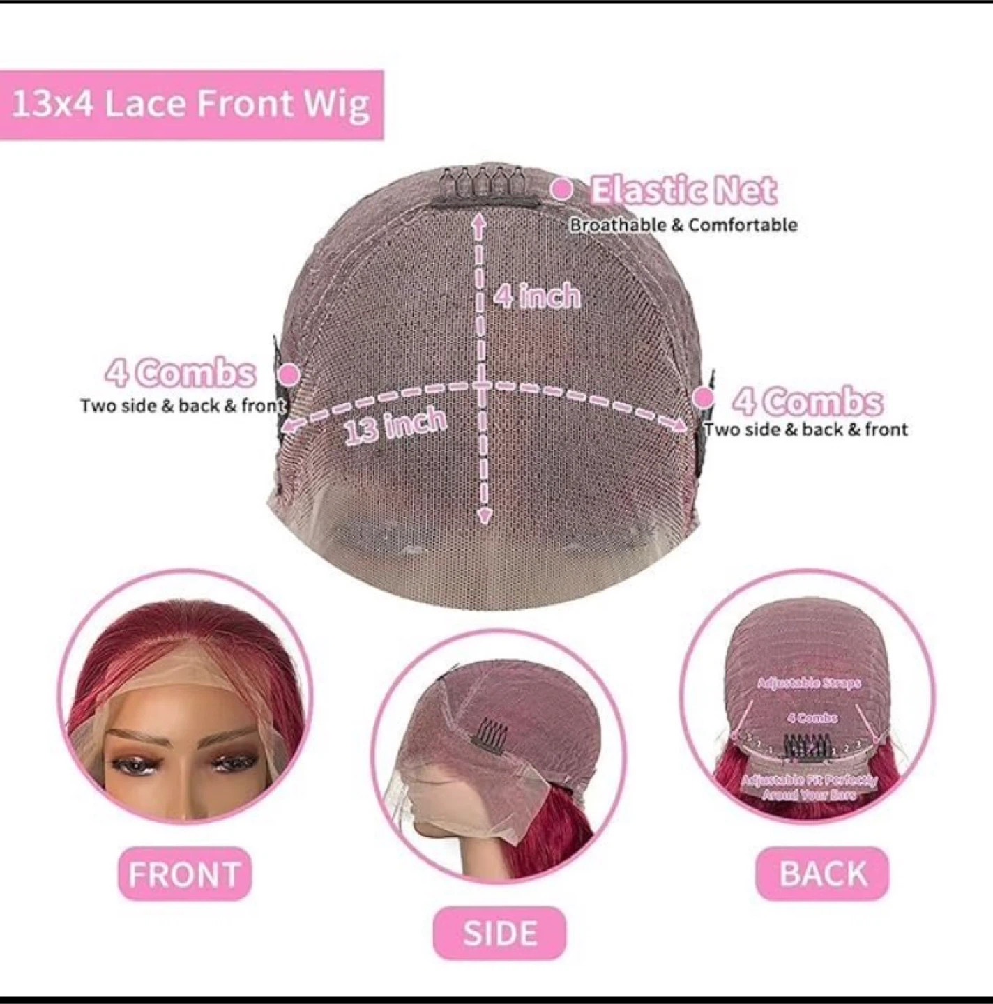18 Inch Burgundy 13x4 Lace Front Wig - photo 3