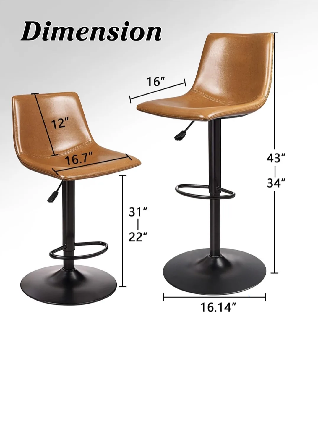 Brand New Set of 2 Modern Swivel Bar Stools, Adjustable! image indicator(5)