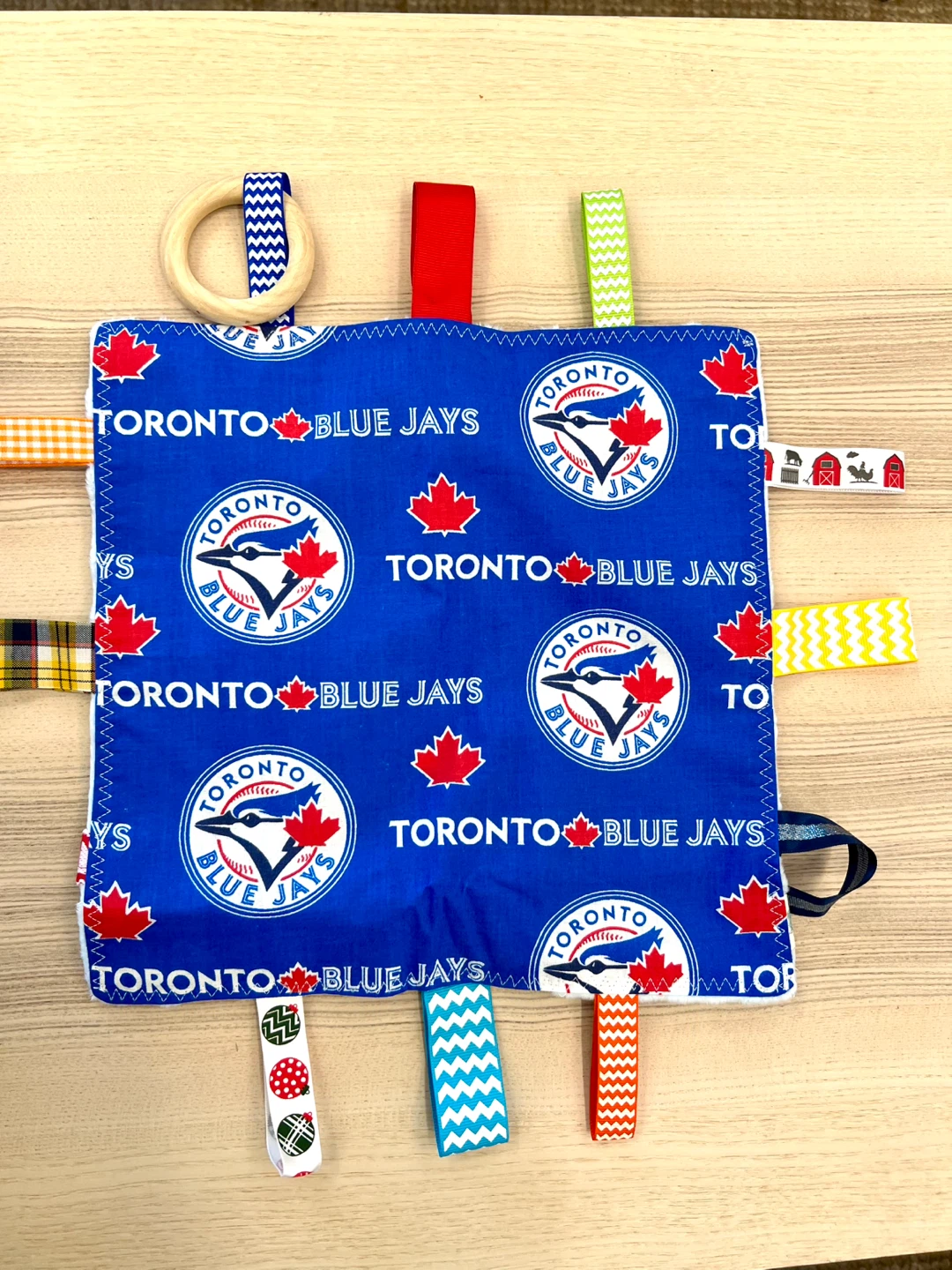 Toronto Blue Jays Sensory Tag Blanket Handmade by me