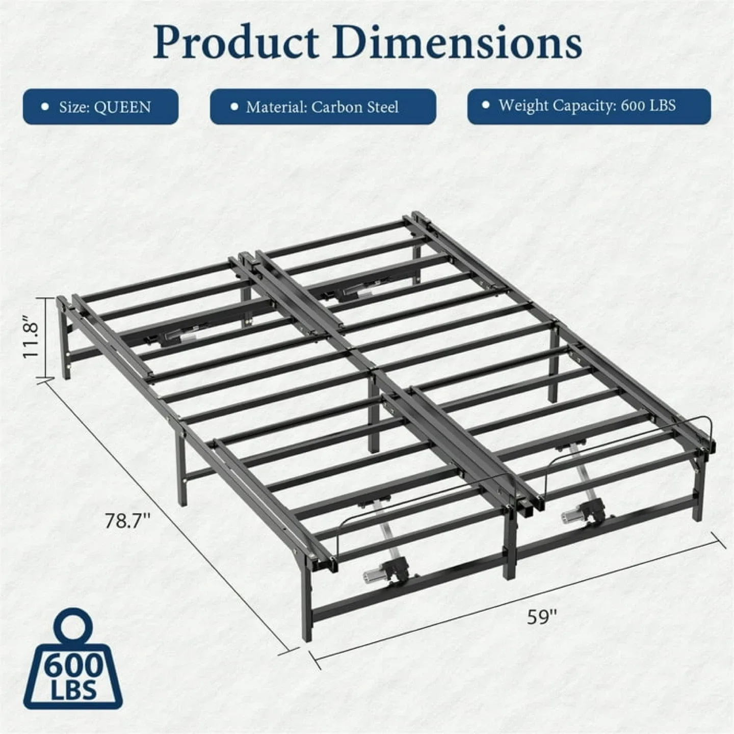 Queen Size Adjustable Bed Frame - Carbon Steel WITH MATTRESS image indicator(3)