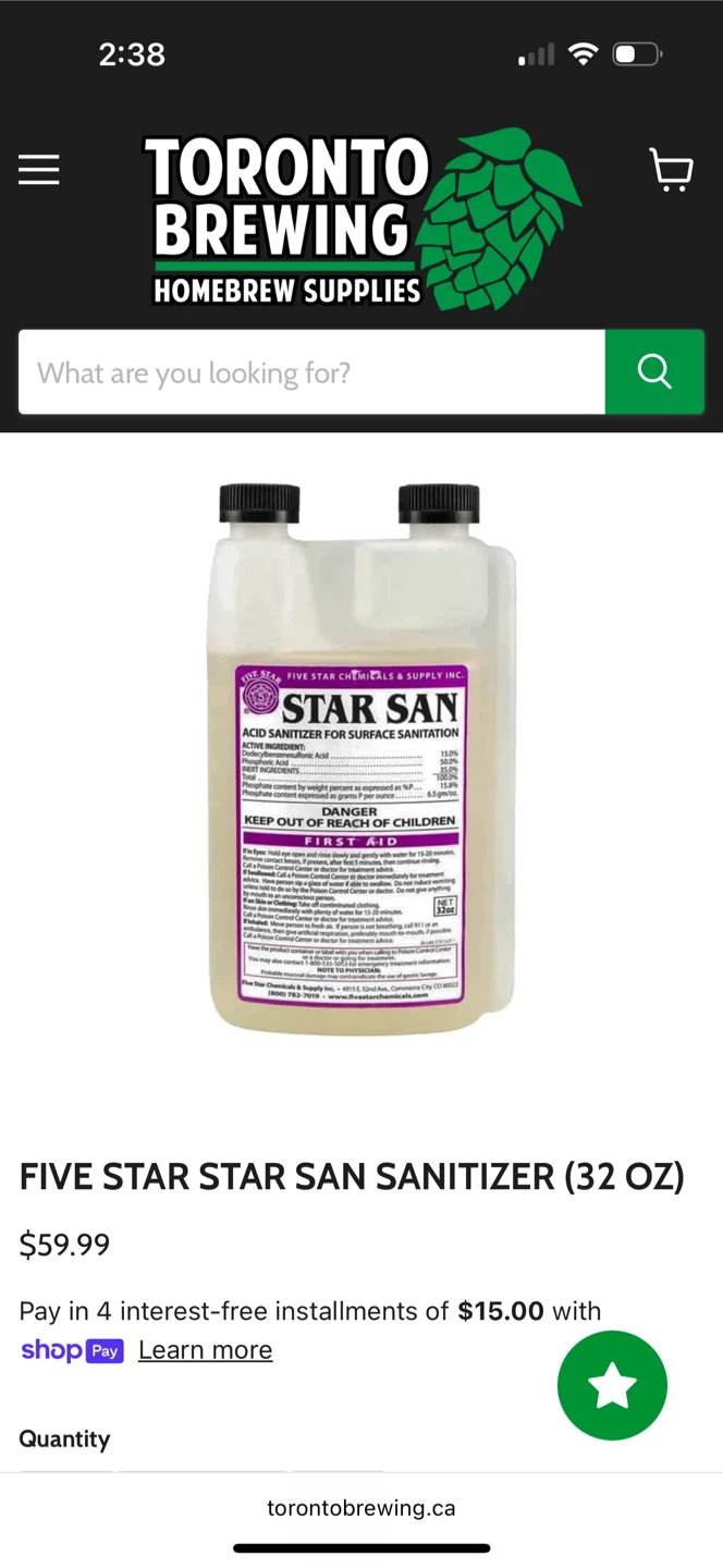 Five Star Star San Sanitizer 32 oz - photo 2