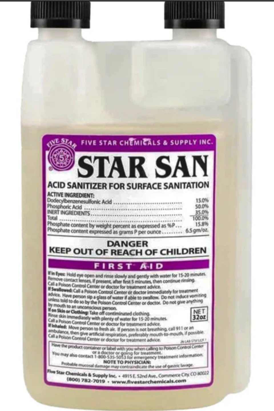 Five Star Star San Sanitizer 32 oz