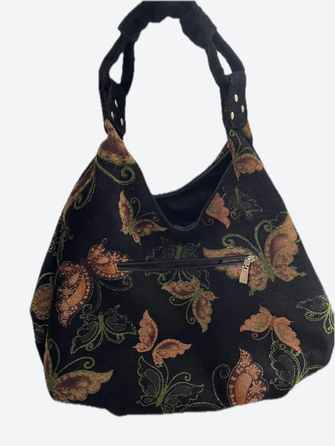 Butterfly Embroidered Black Hobo Bag - photo 2