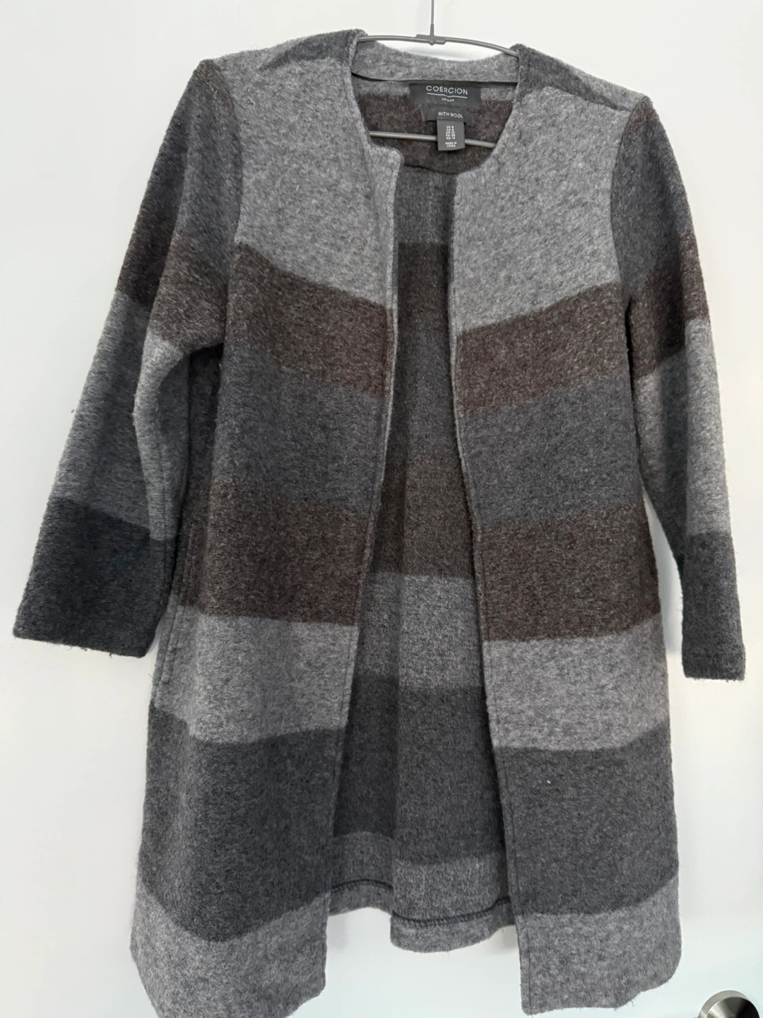 Coercion Wool Blend Striped Coat - Size M