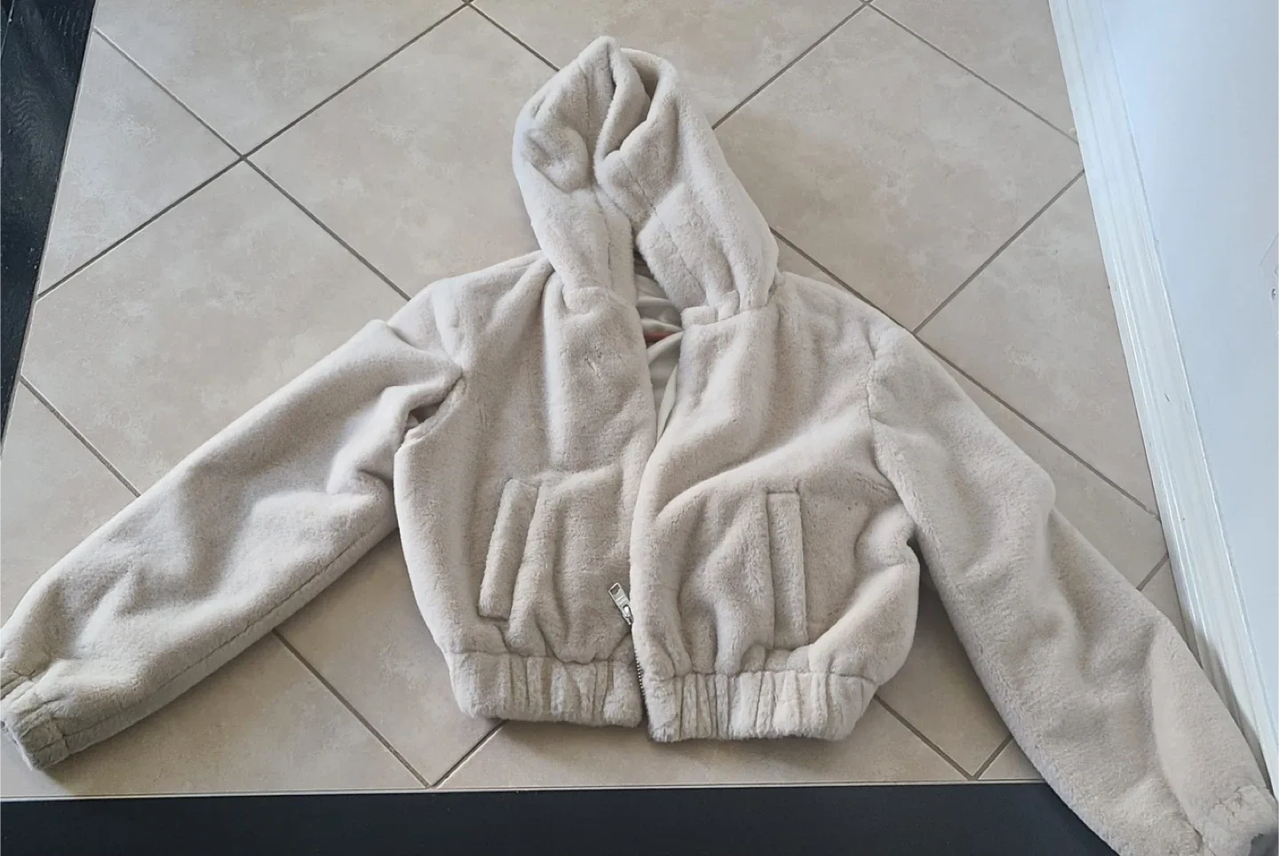 Fuzzy hooded jacket thumbnail