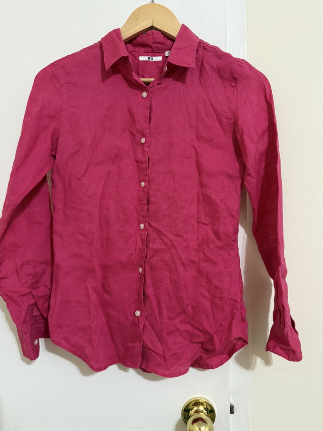 Uniqlo Pink Linen Button-Down Shirt