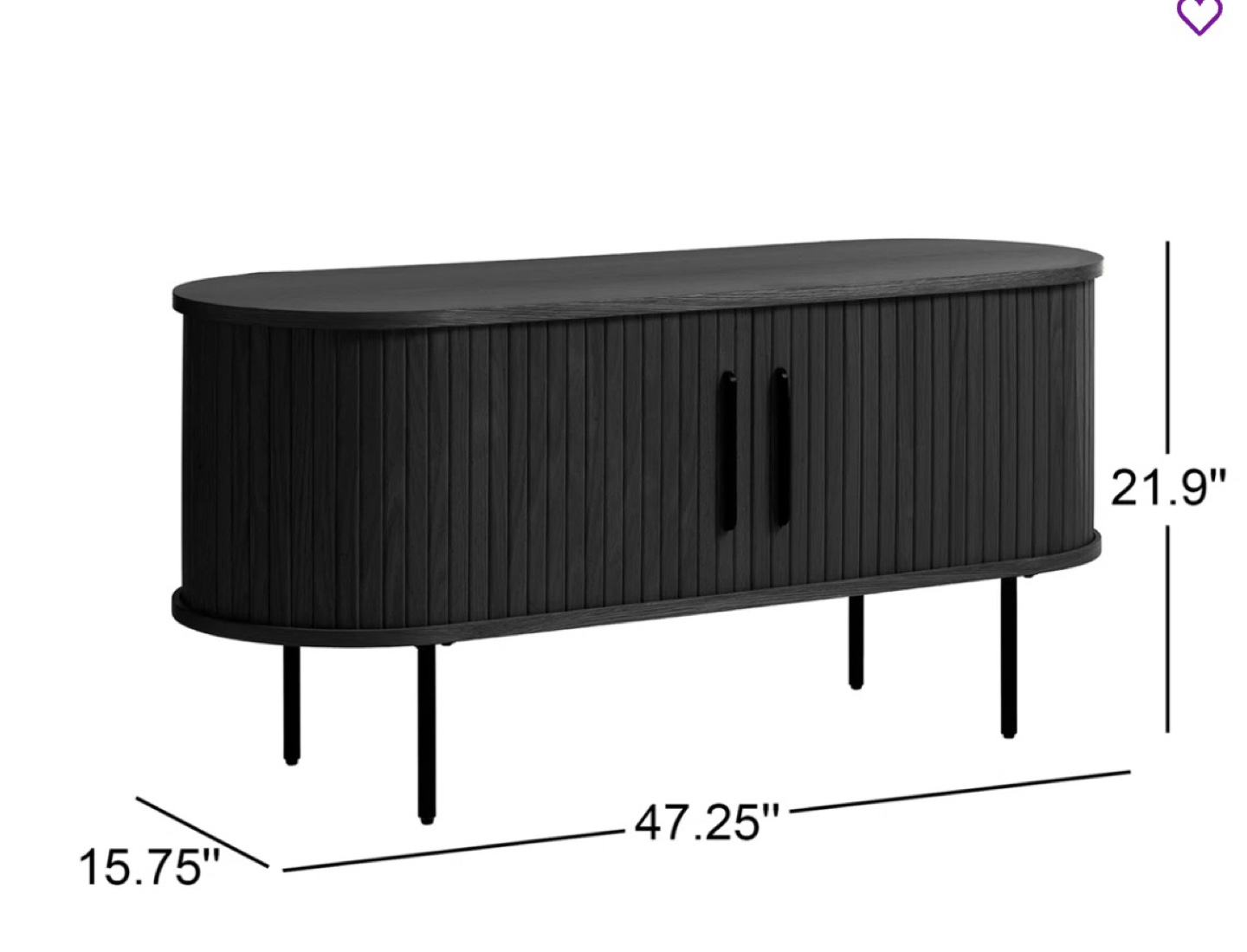 Black Media Console Cabinet - 47.25" x 21.9" - photo 4