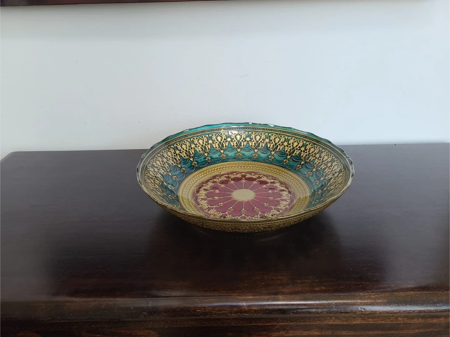 Decorative Bowl - Teal, Gold, and Red thumbnail