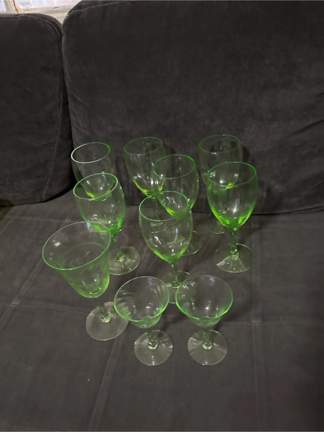 Uranium Glass Wine Stemware Set