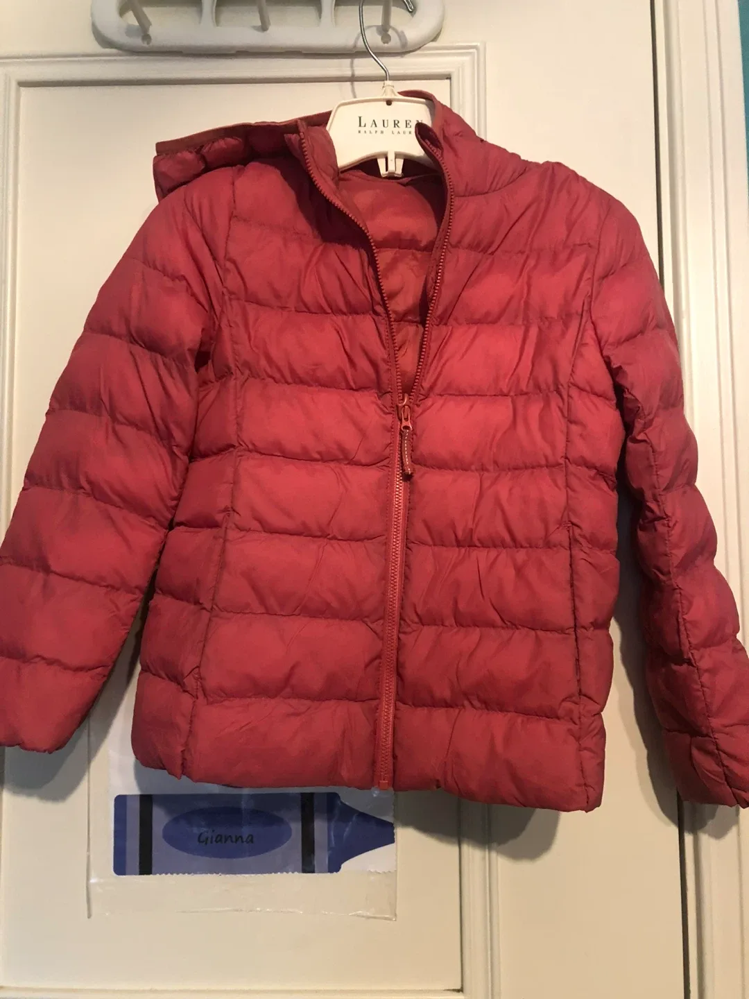 UNIQLO Puffer Jacket - Size 7-8 - Red thumbnail