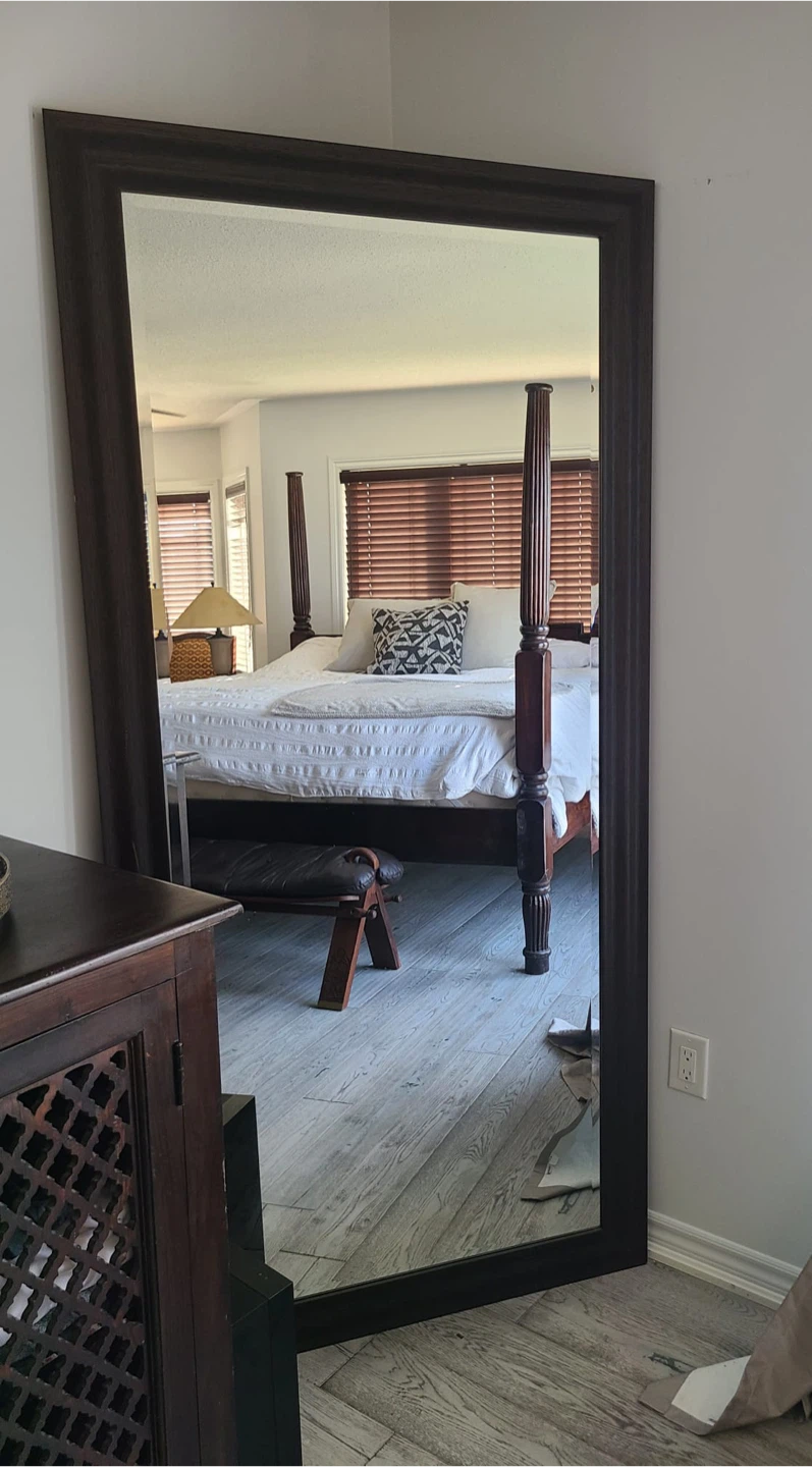 Large Brown Framed Wall Mirror
