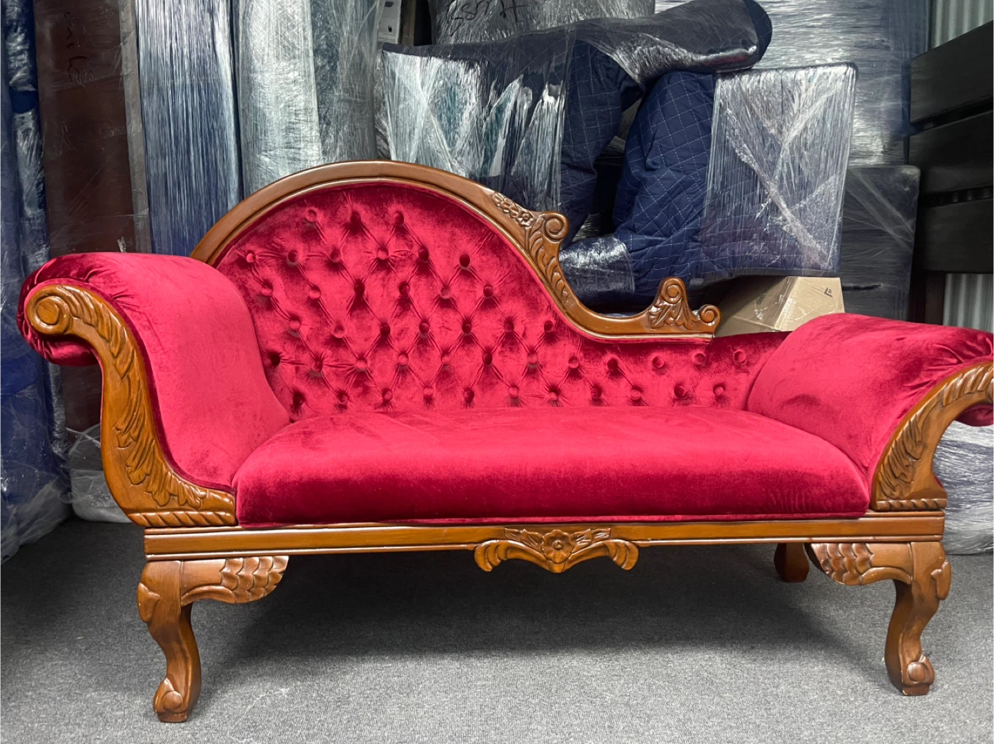 Red Velvet Chaise Lounge