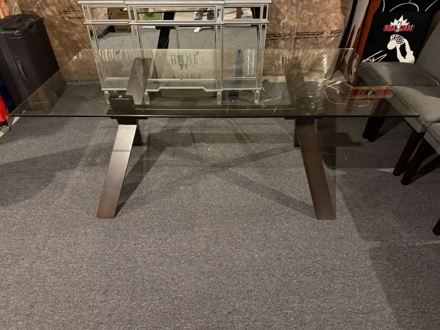 Glass Top Dining Table with 6 Grey Chairs image indicator(4)