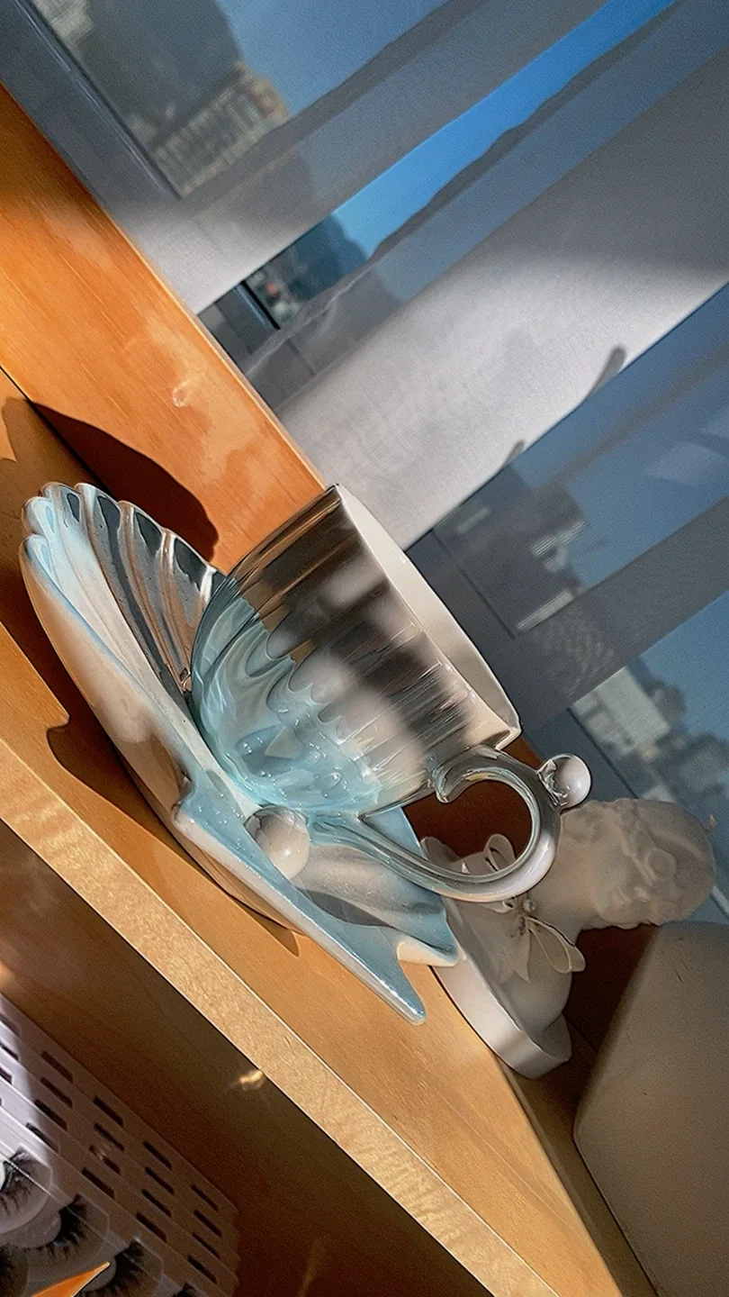 Teacup and Saucer Set - Blue & White thumbnail