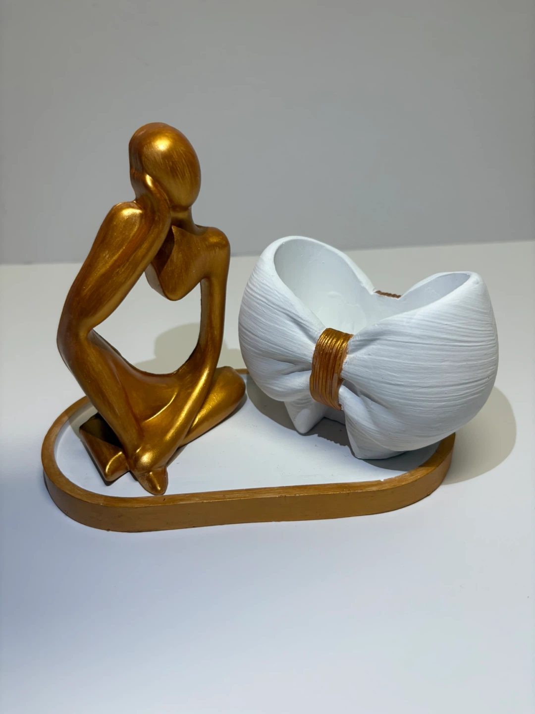 Minimalist Thinker Statue & Bow Accent Tray | Handmade decor - photo 5