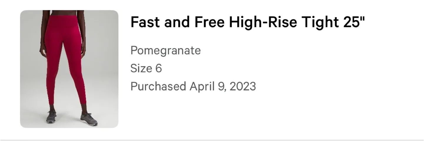 Lululemon Fast and Free High-Rise Tight 25" Size 6 image indicator(4)