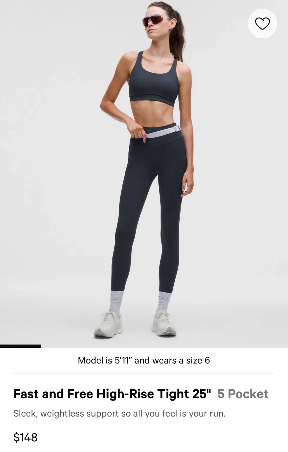 Lululemon Fast and Free High-Rise Tight 25" Size 6 image indicator(5)