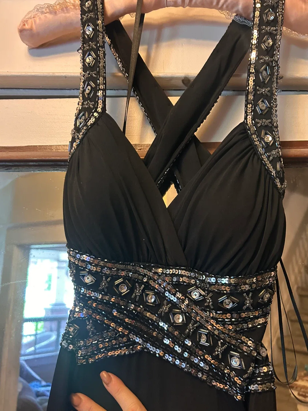 Black Formal Dress with Sequin Detail size 5/6 thumbnail