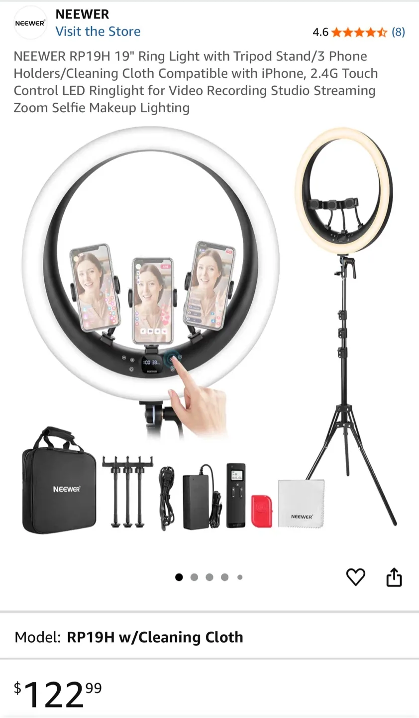 NEEWER RP19H 19" Ring Light with Tripod Stand image indicator(2)