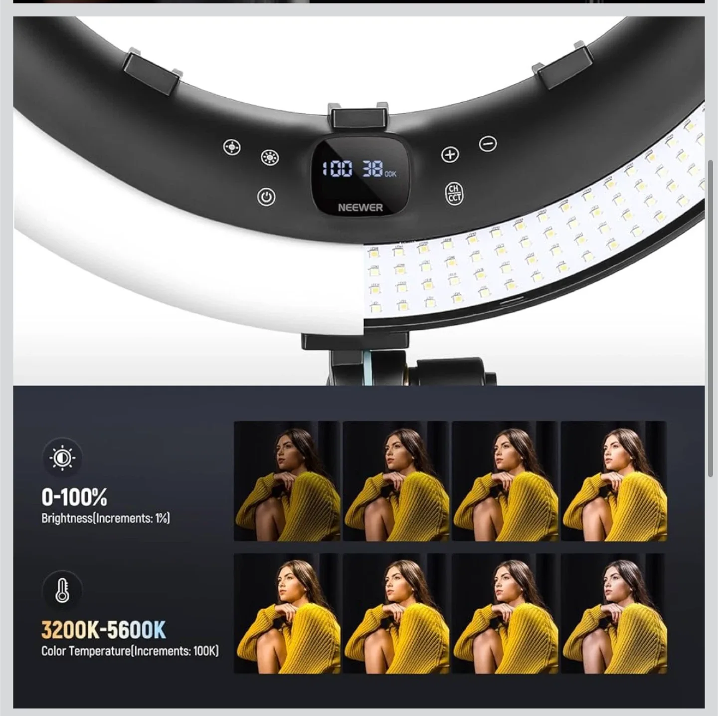 NEEWER RP19H 19" Ring Light with Tripod Stand image indicator(4)