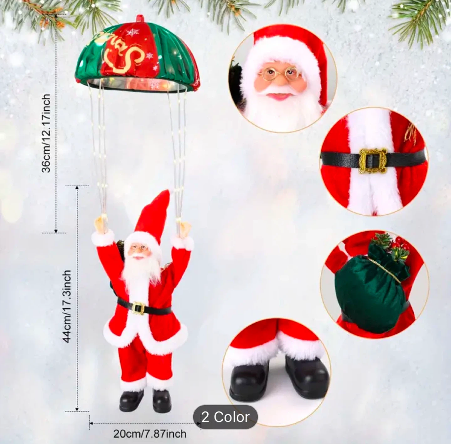Santa Claus Parachute Christmas Tree Hanging Decoration - photo 2