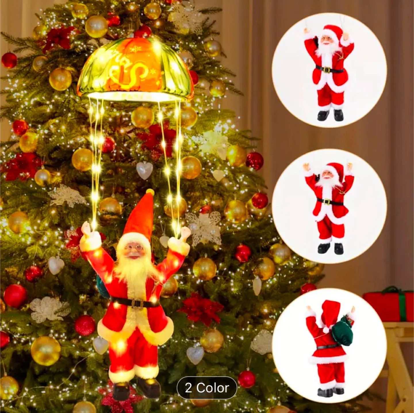 Santa Claus Parachute Christmas Tree Hanging Decoration - photo 3