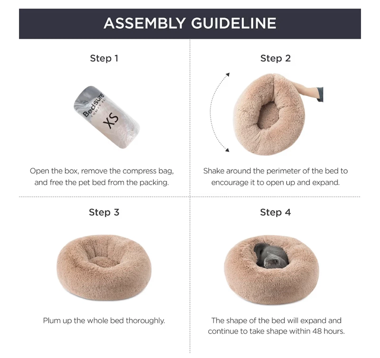 BedSure Donut Pet Bed XS - Cozy & Secure - photo 2
