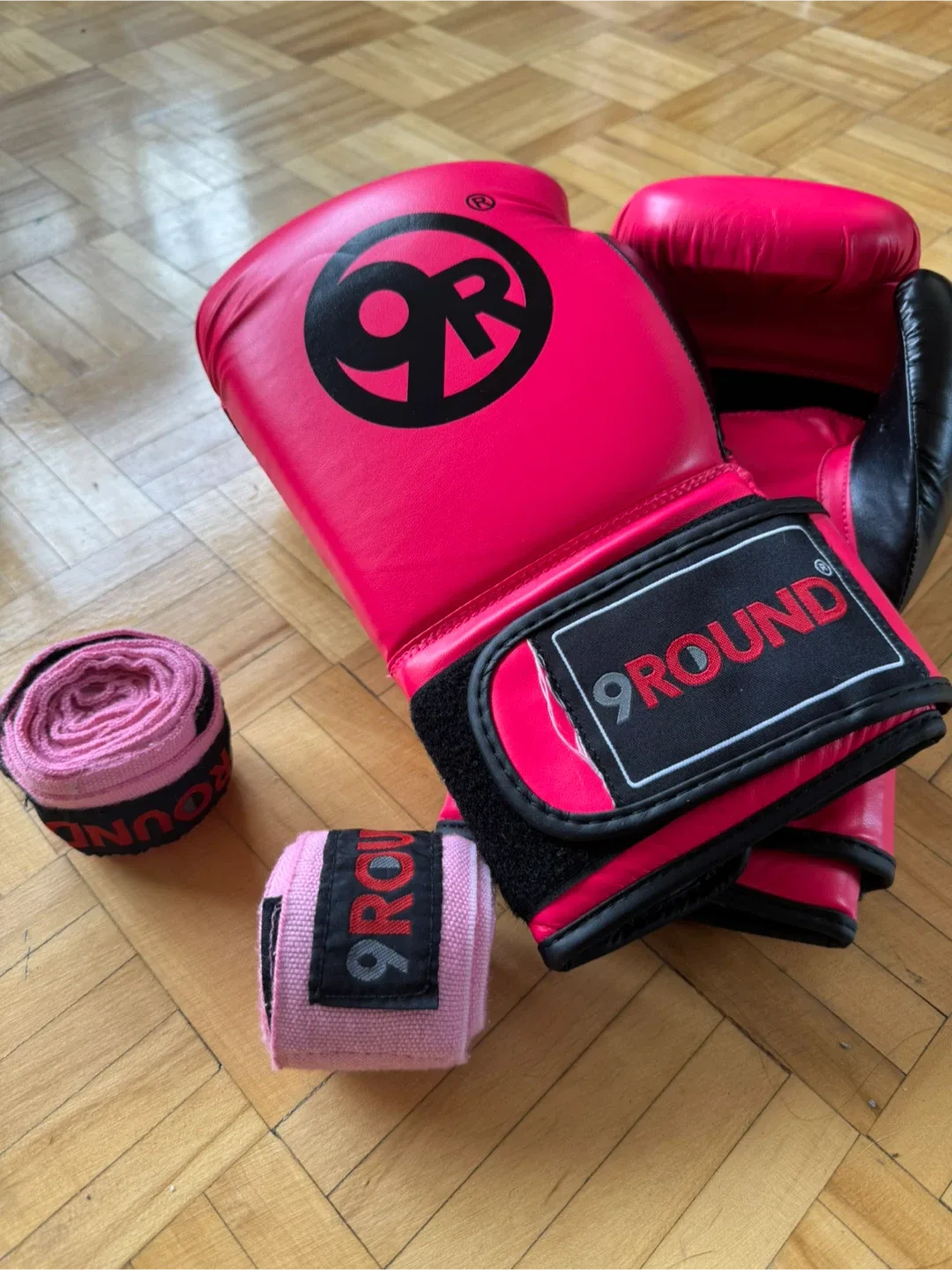Pink Boxing Gloves & Hand Wraps Set thumbnail