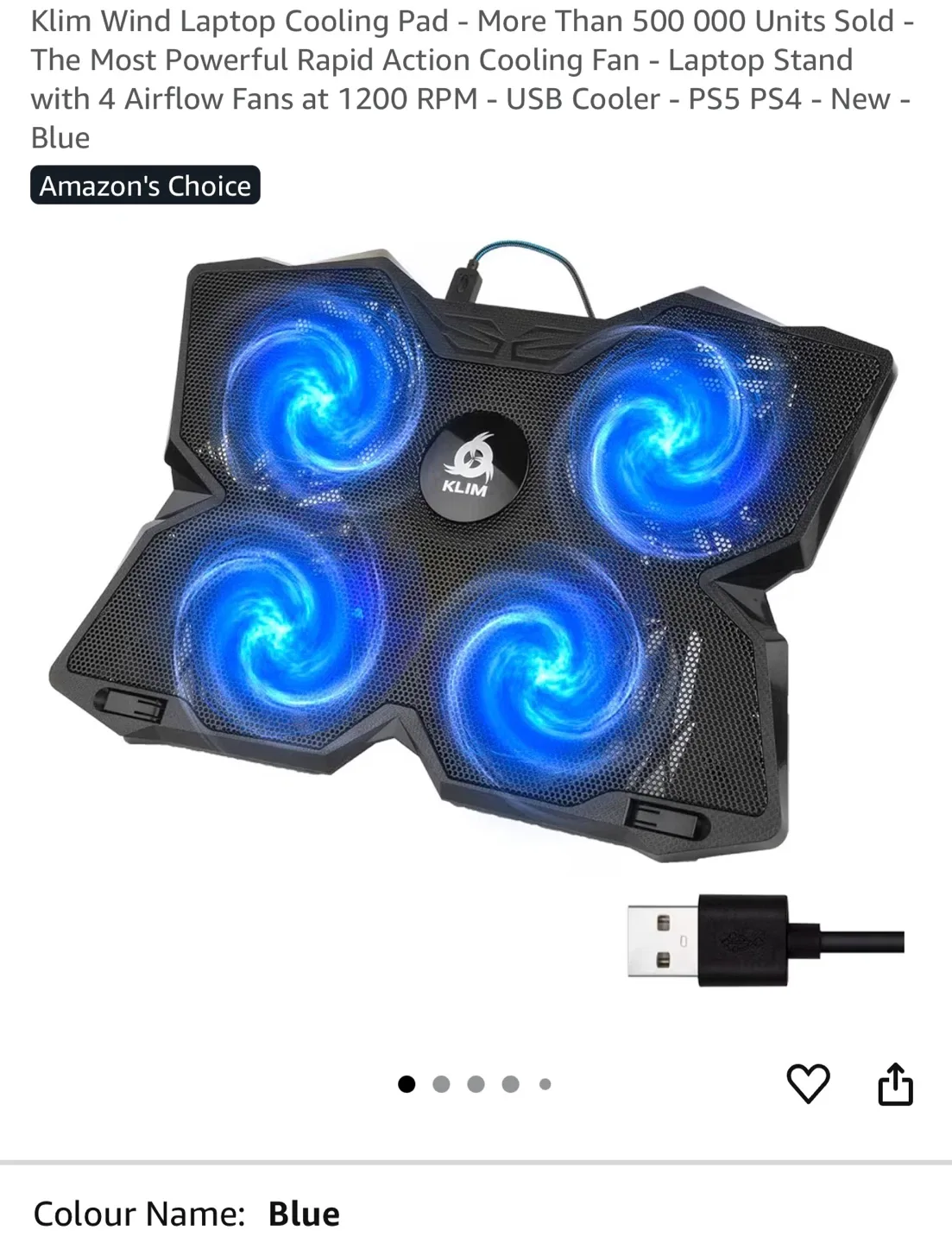 KLIM Wind Laptop Cooling Pad - Blue thumbnail
