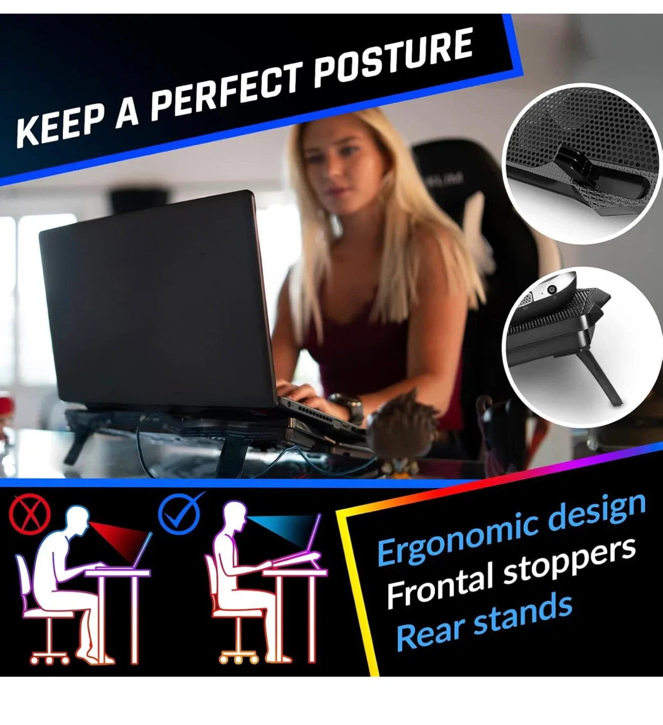 KLIM Wind Laptop Cooling Pad - Blue image indicator(5)