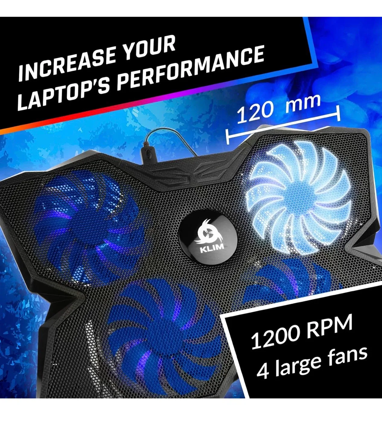 KLIM Wind Laptop Cooling Pad - Blue image indicator(3)