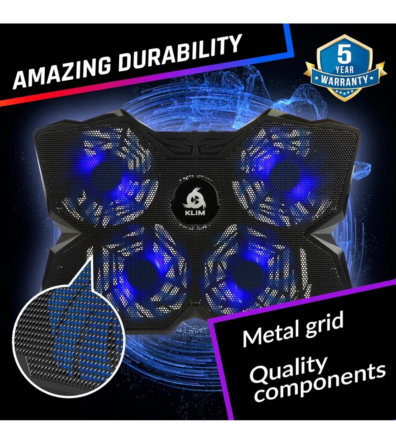 KLIM Wind Laptop Cooling Pad - Blue image indicator(4)