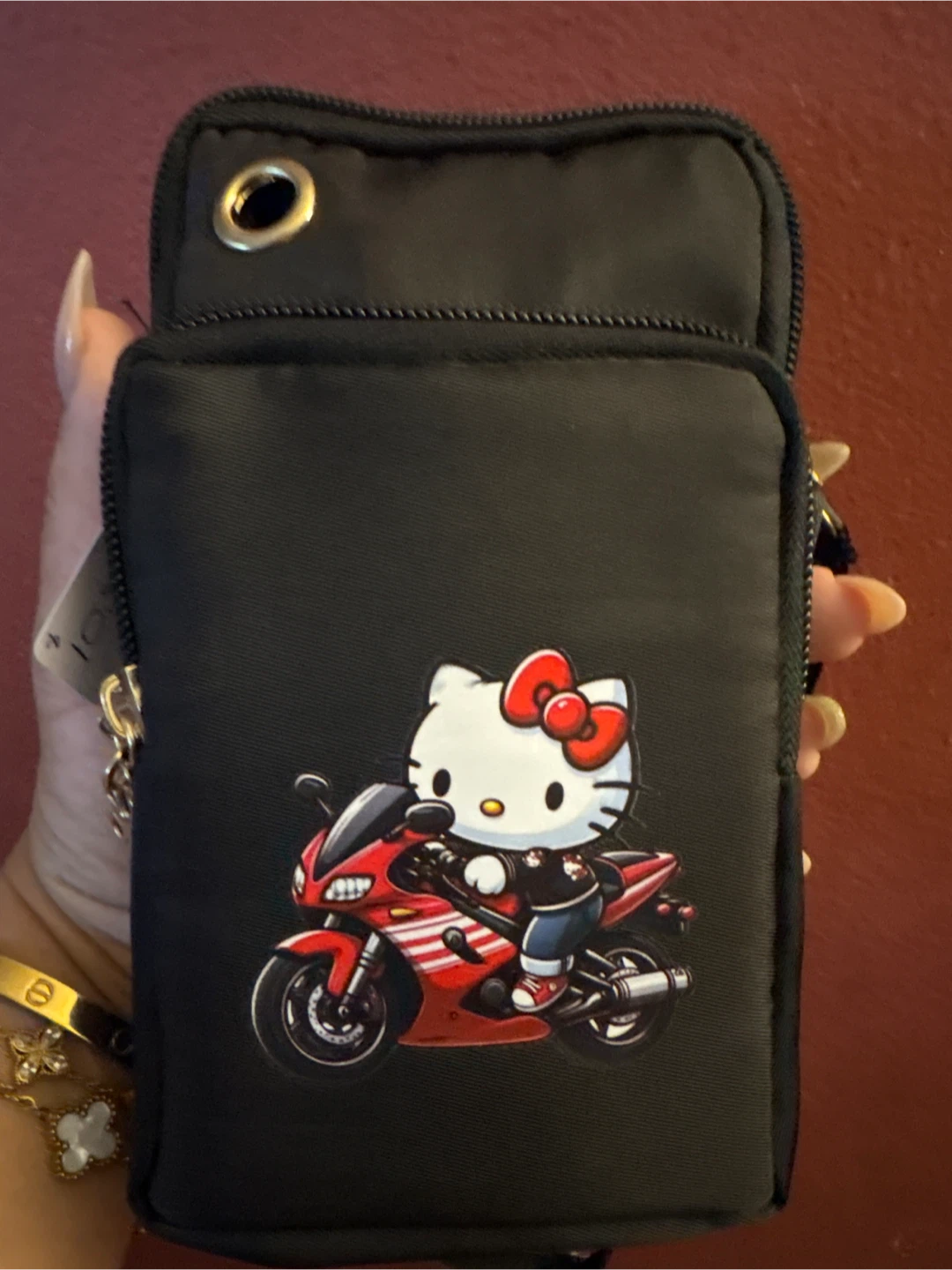 New Hello Kitty Motorcycle Black Crossbody Bag