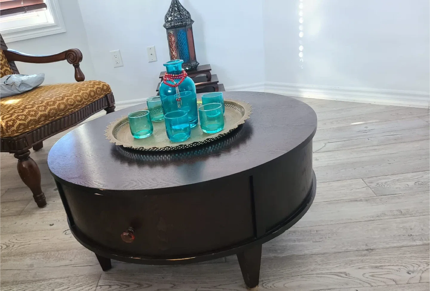 Dark Brown Round Coffee Table thumbnail