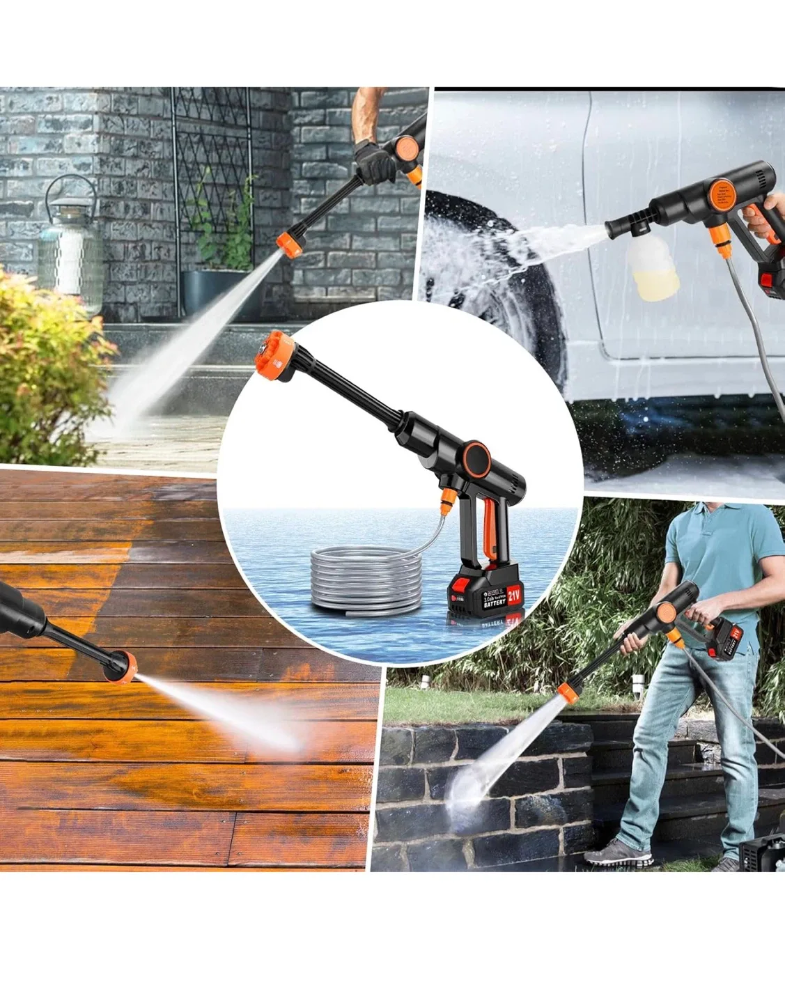 Portable Car Pressure Washer Handheld with 6-in-1 Nozzle image indicator(2)