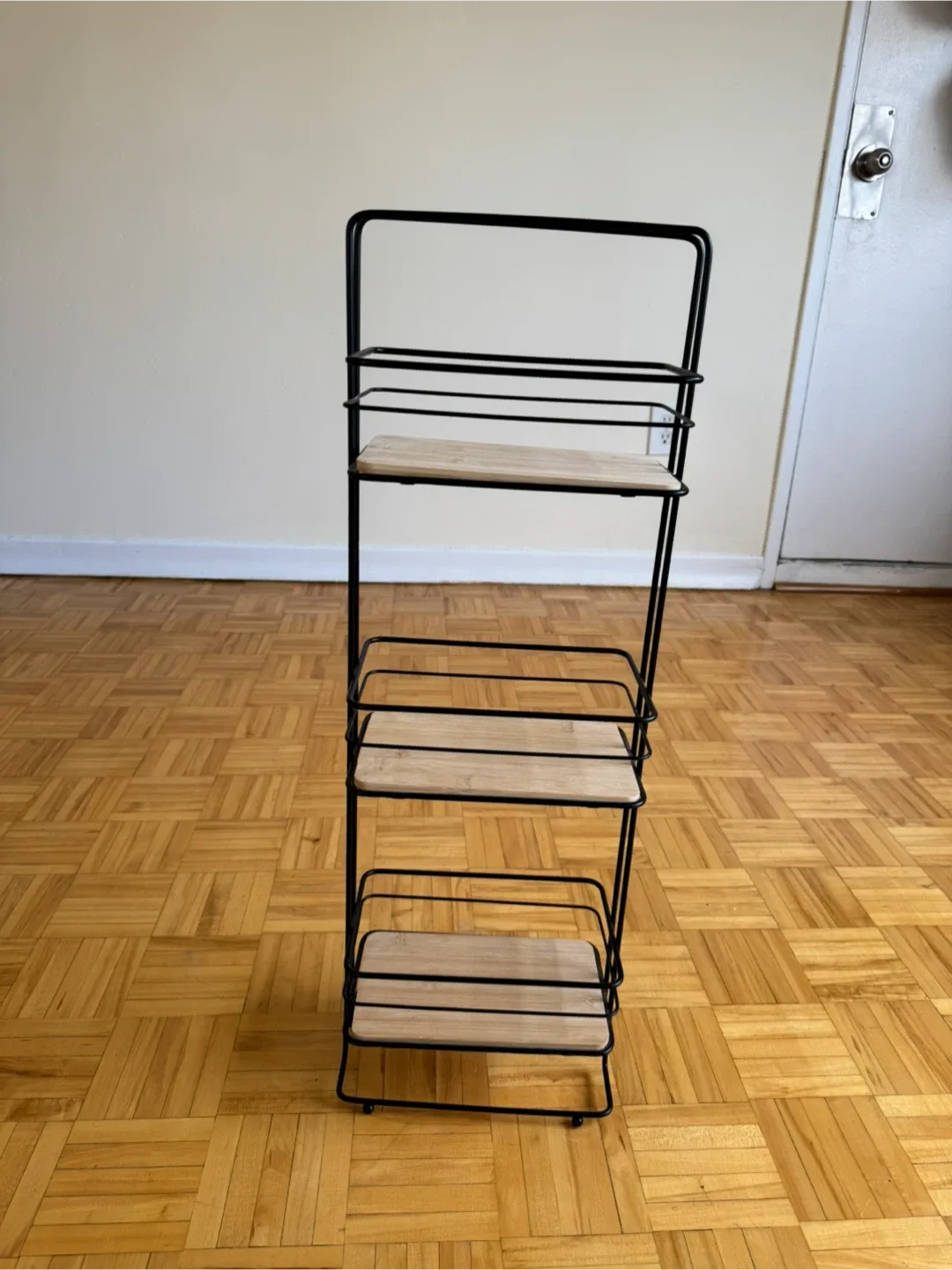 Black Metal & Wood 3-Tier Cart image indicator(2)