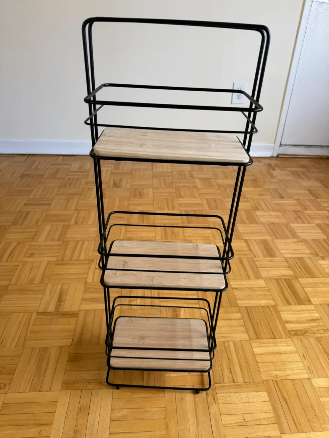 Black Metal & Wood 3-Tier Cart thumbnail