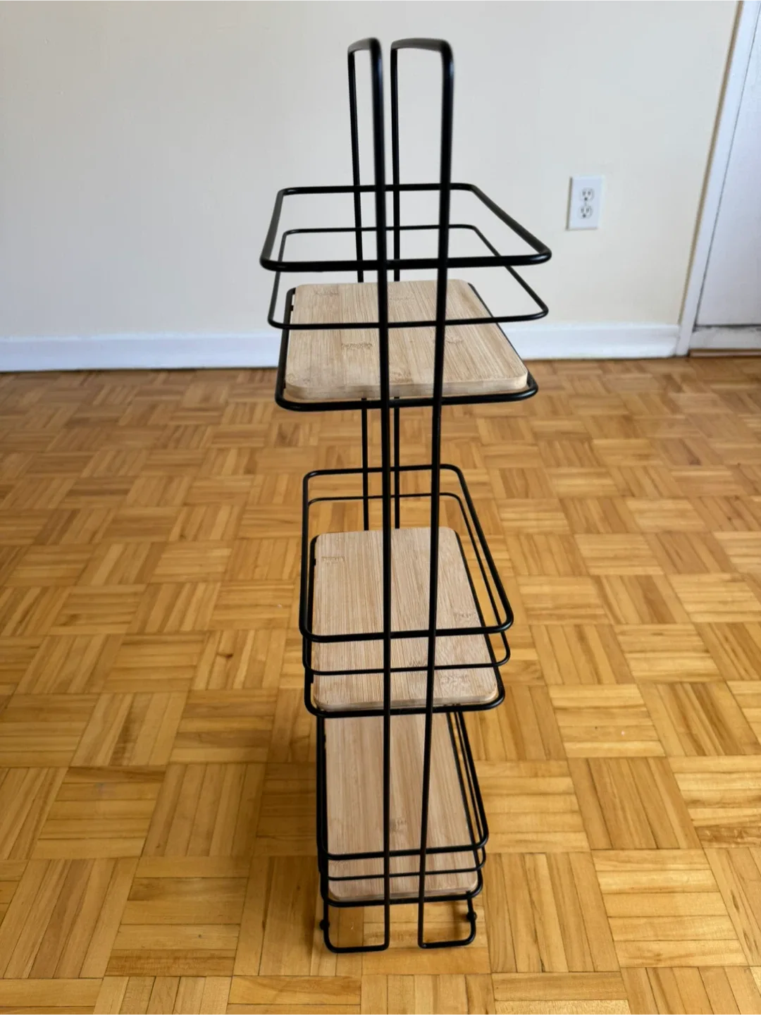 Black Metal & Wood 3-Tier Cart image indicator(3)