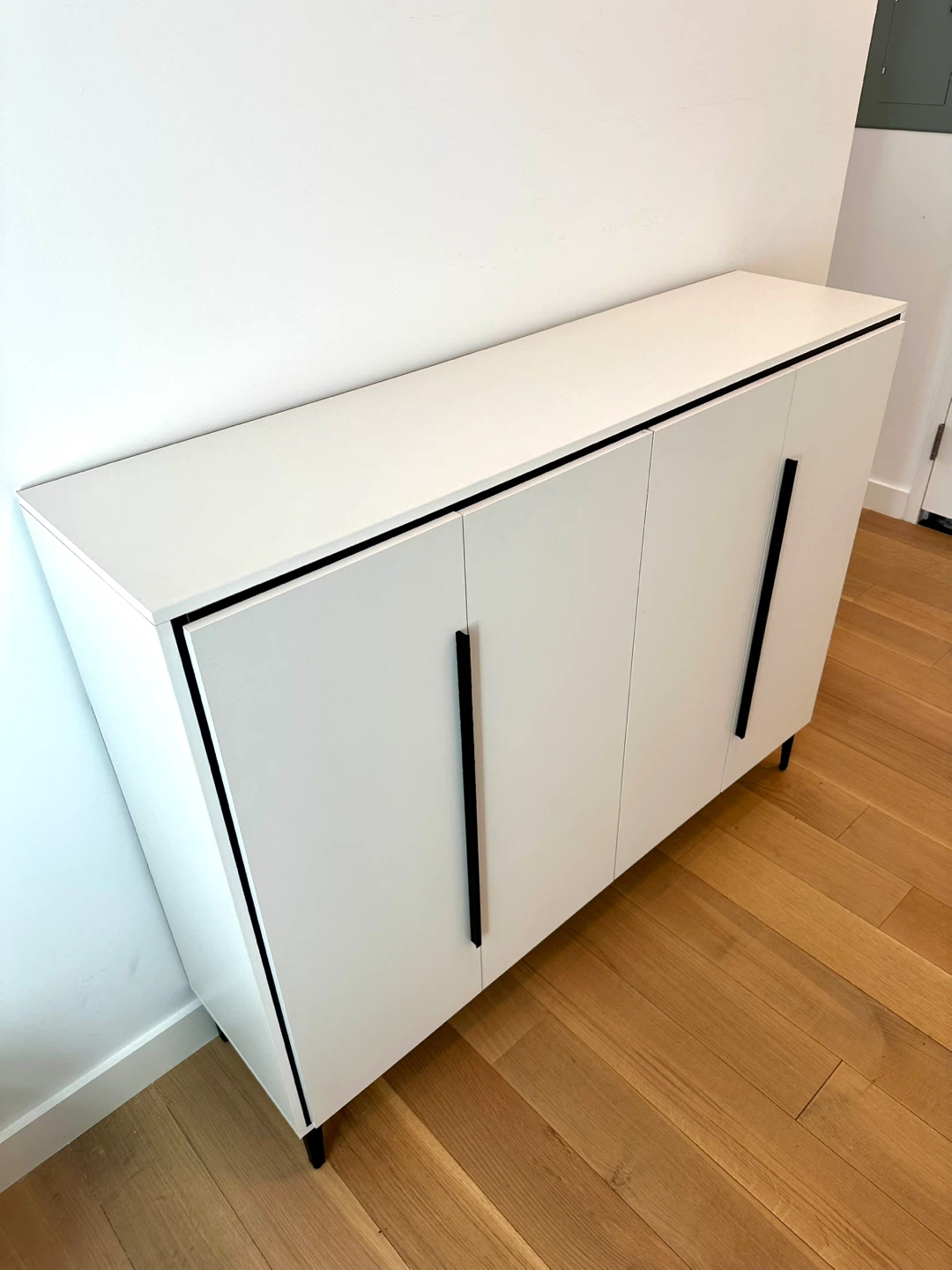 White Shoe Cabinet with Black Accents - photo 3