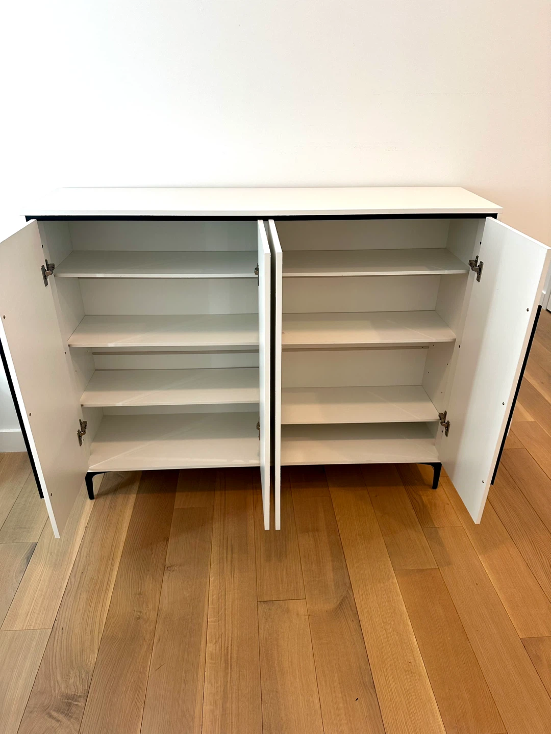 White Shoe Cabinet with Black Accents - photo 5