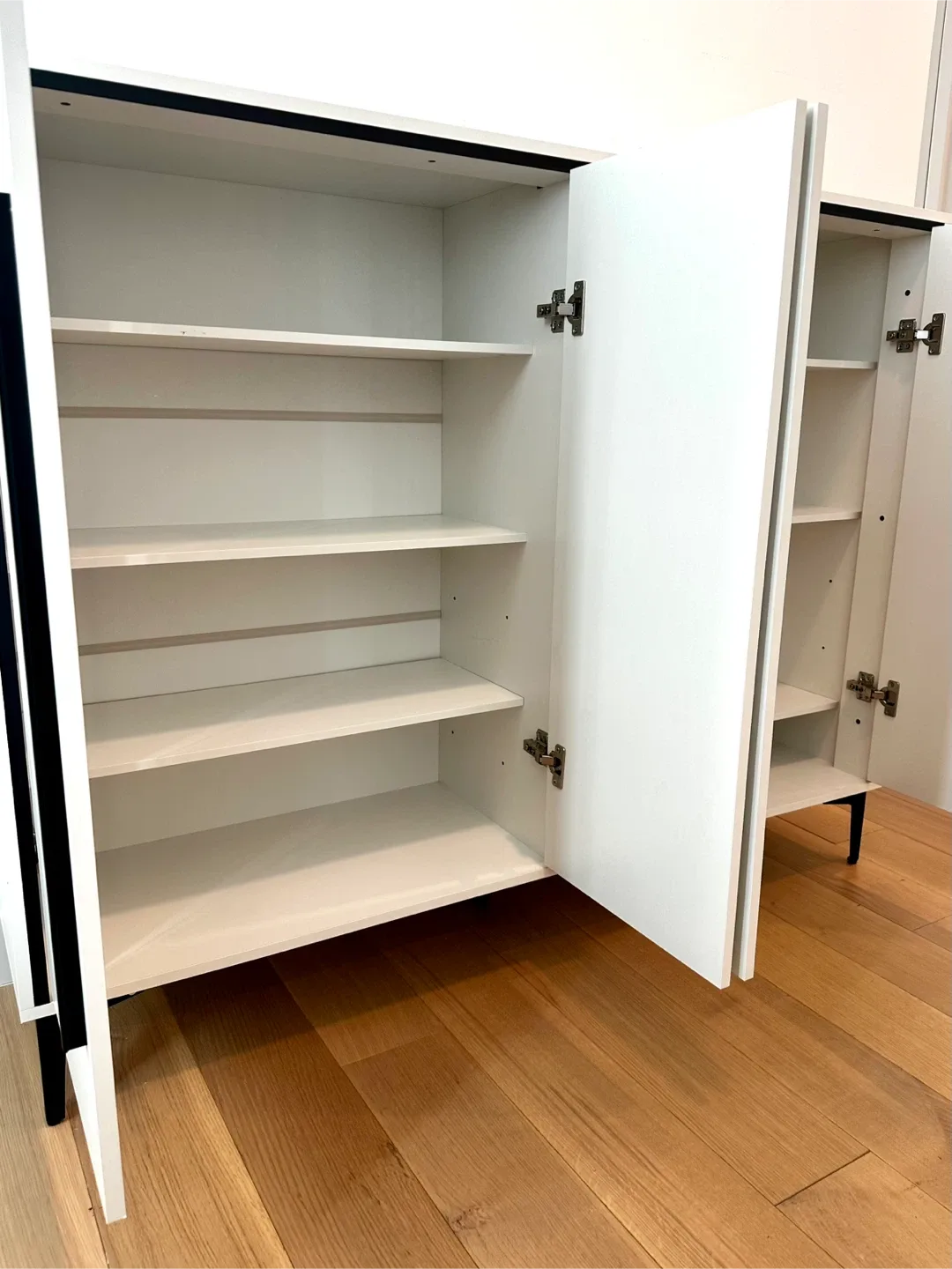 White Shoe Cabinet with Black Accents image indicator(6)