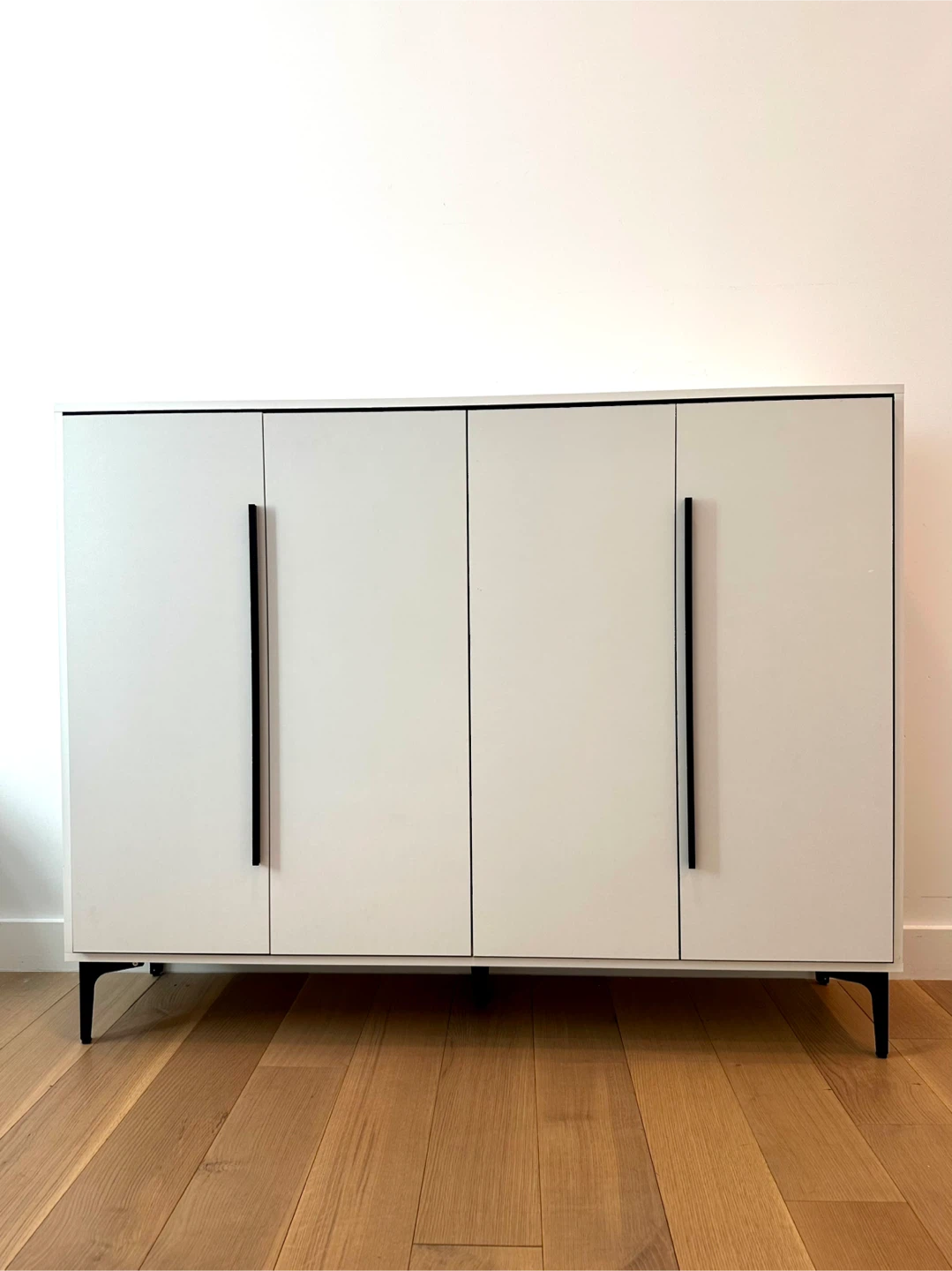 White Shoe Cabinet with Black Accents - photo 2