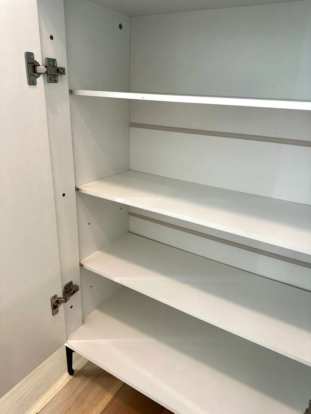 White Shoe Cabinet with Black Accents image indicator(8)