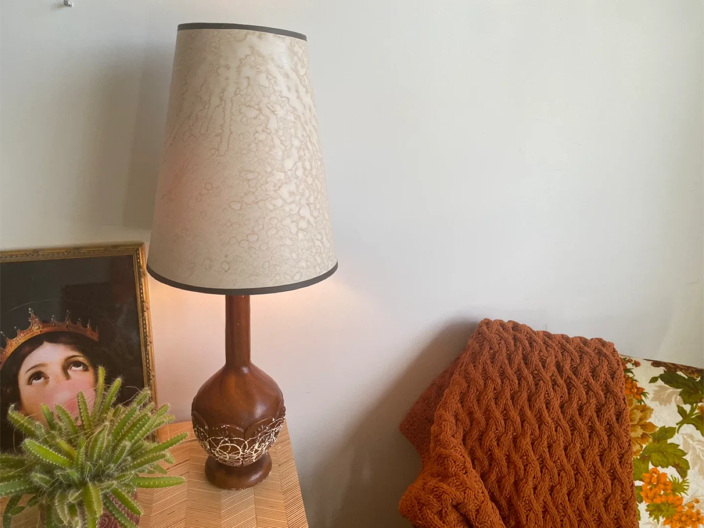 Wooden Mid Century Modern Lamp + Shade image indicator(2)