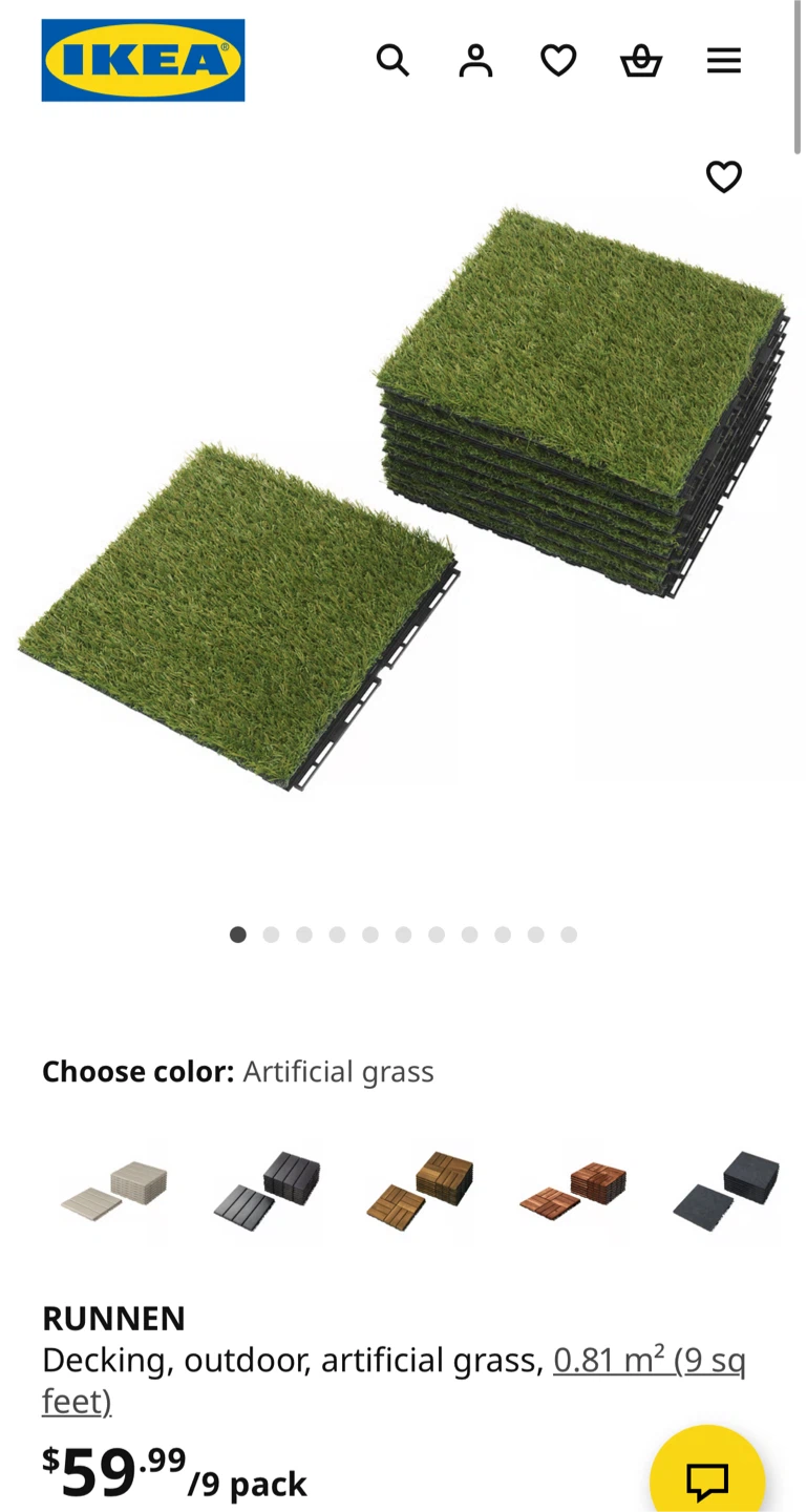 IKEA RUNNEN Decking Outdoor Artificial Grass