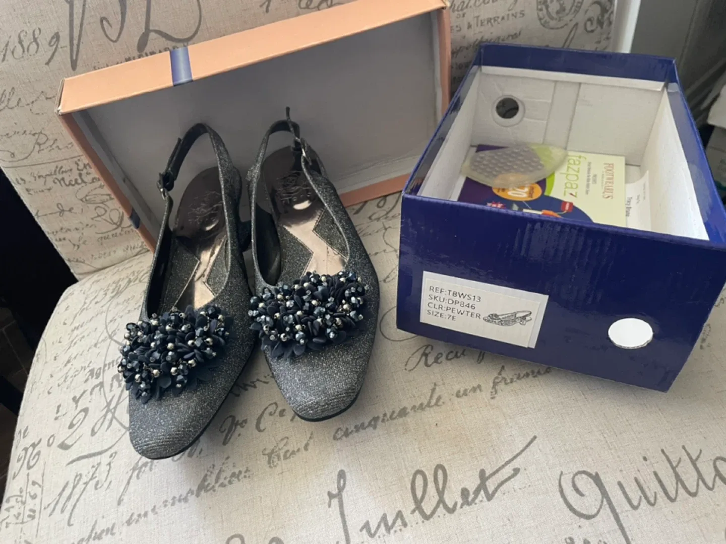 Fazpaz Pewter Slingback Heels - Size 7 thumbnail