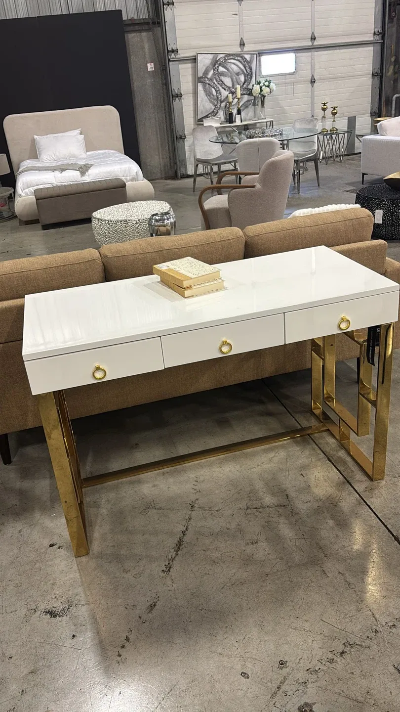 White & Gold Accent Desk Florence thumbnail